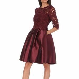 Ted Baker MAARIA Oxblood Lace Bodice Fit & Flare Dress US Size 6 NWT
